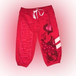 Disney Parks Minnie Crop Red Jogging Pant Women Size Small